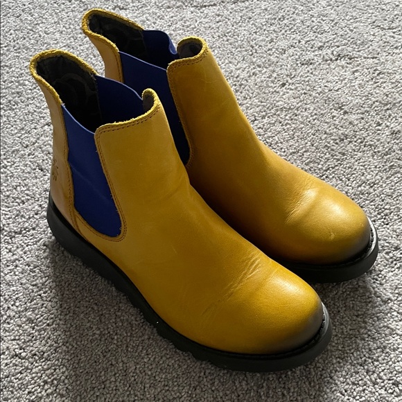 Yellow and Blue Ankle Boots - Picture 1 of 4